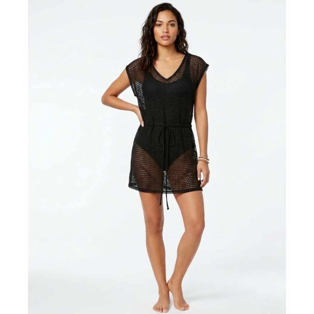 NWT Jones New York Black Mesh Dress Swim‎ Cover-up Medium Vacation Beach